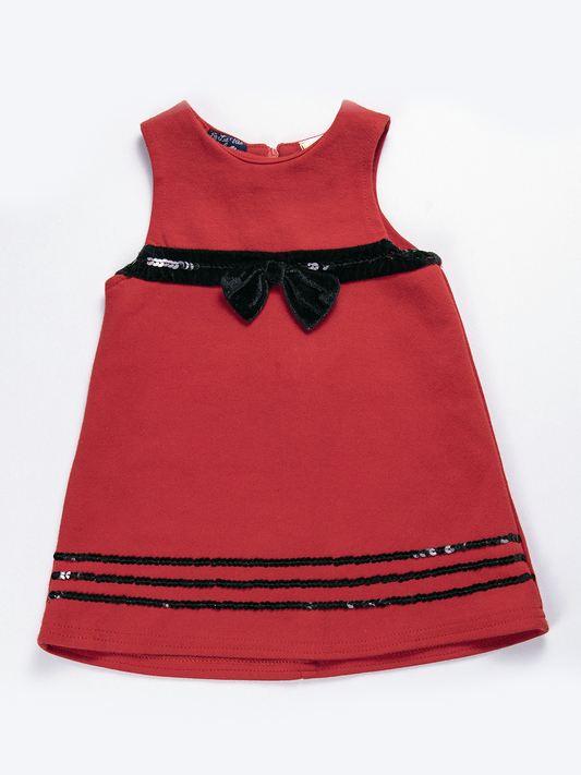 Red Dress with Black Velvet Bow